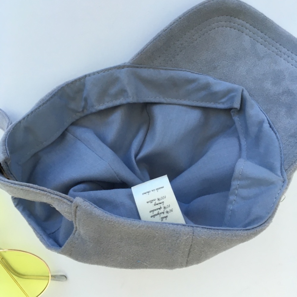 GREY SUEDE BASEBALL CAP - Picture 3 of 5